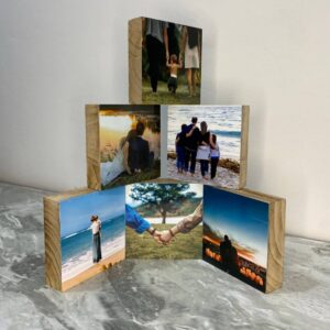 6 תמונות על בלוק מעץ בגודל 10X10 ס"מ