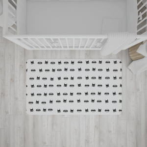 שטיח בהדפס של באטמן בצבעי שחור-לבן