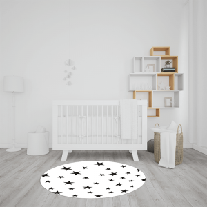 שטיח בהדפס כוכבים בצבעי שחור-לבן