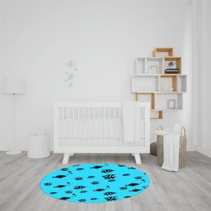 שטיח אקווריום דגים בשחור על רקע כחול