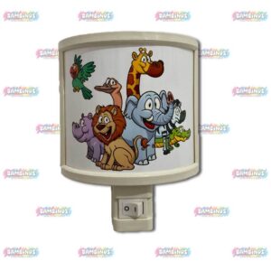 מנורת לילה אישית לקיר בחדר ילדים עם איור מעוצב של חיות הג'ונגל