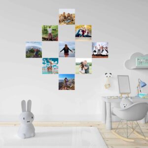9 תמונות מוטבעות על עץ דק לתלייה על הקיר בגודל 20X20 ס"מ