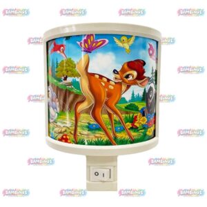 מנורת לילה אישית לקיר בחדר ילדים עם איור מעוצב של במבי