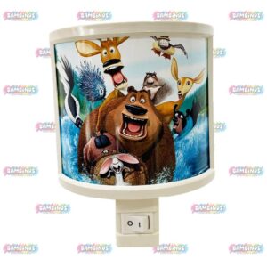 מנורת לילה אישית לקיר בחדר ילדים עם איור מעוצב של חיות במים