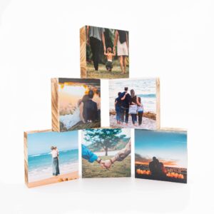 6 תמונות על בלוק מעץ בגודל 10X10 ס"מ