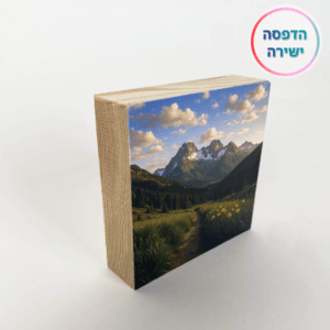 הדפסה ישירה על בלוק מעץ בגודל 10X10 ס"מ